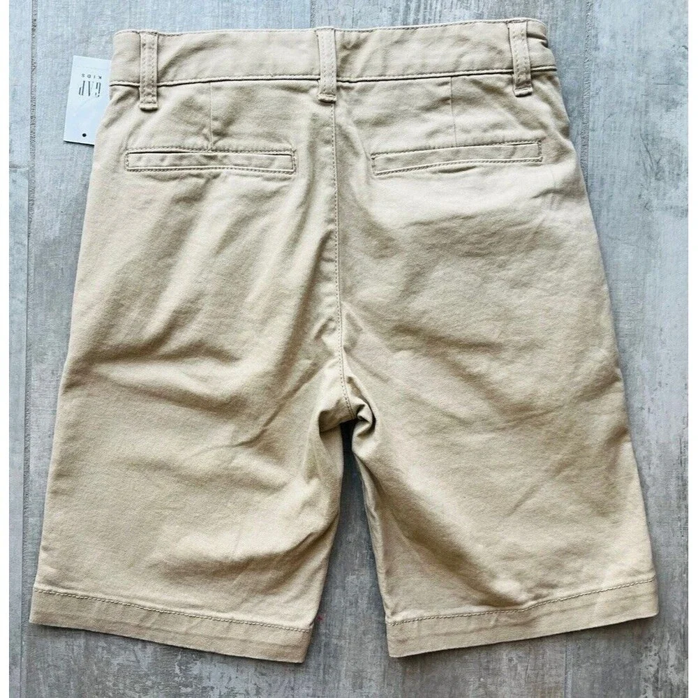 Gap Kids Boys Flat Front Khaki Tan Uniform Chino Cotton Shorts NEW 8 Regular